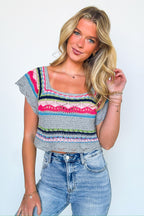 Aesthetic Ease Striped Crochet Knit Top - BACK IN STOCK - Madison and Mallory