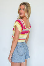 Aesthetic Ease Striped Crochet Knit Top - BACK IN STOCK - Madison and Mallory