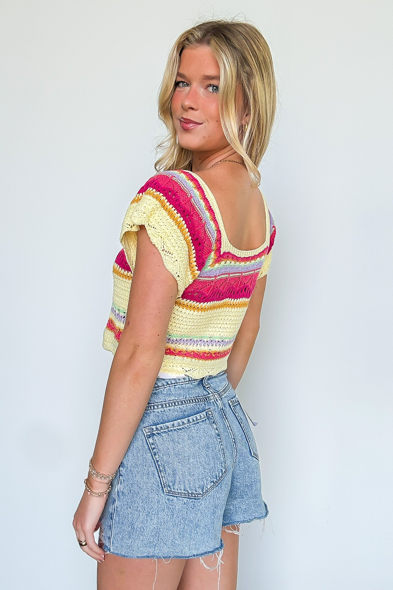 Aesthetic Ease Striped Crochet Knit Top - BACK IN STOCK - Madison and Mallory
