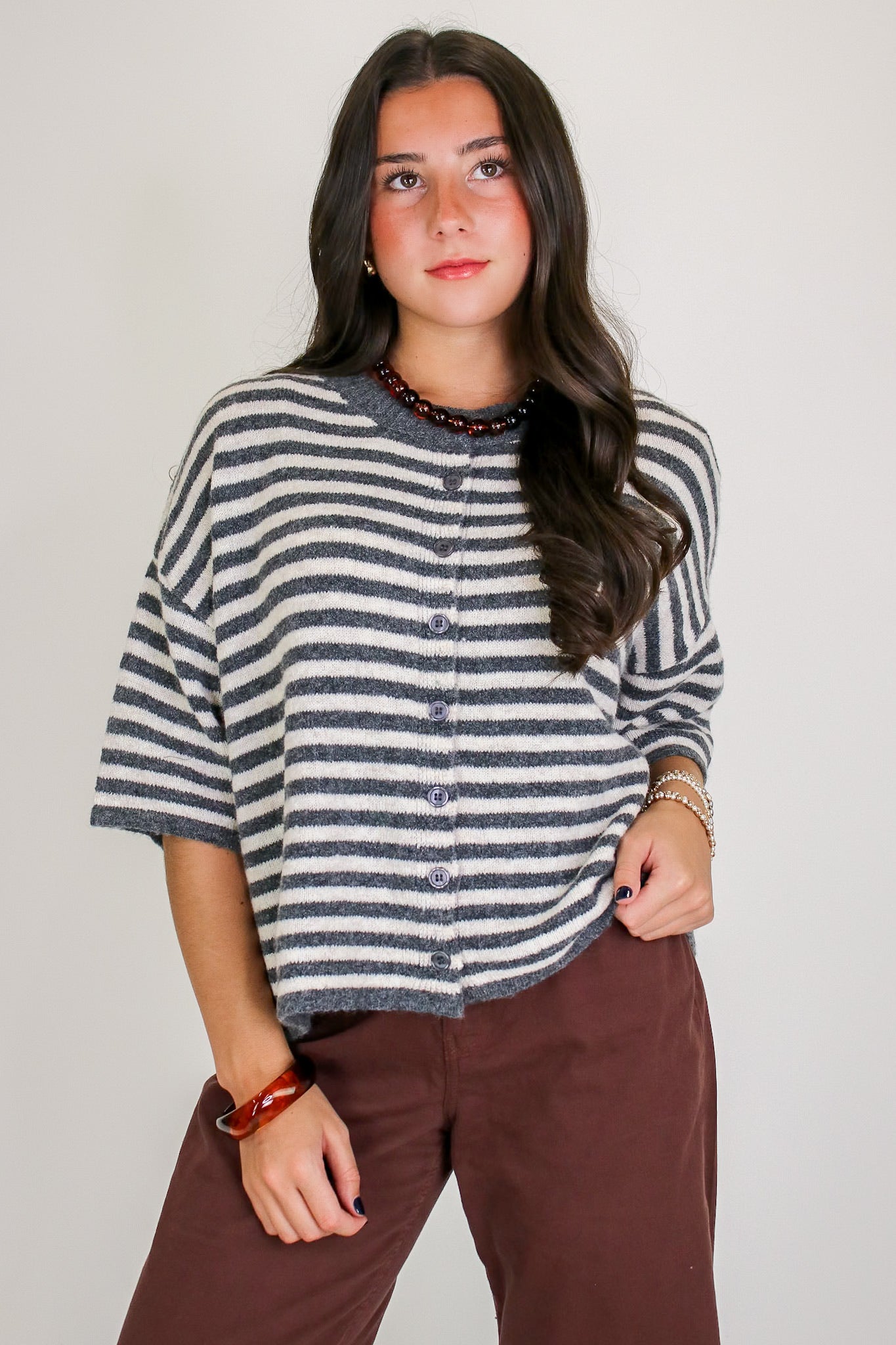 After Hours Wool Blend Cardigan | Striped Cardigan | Madison + Mallory