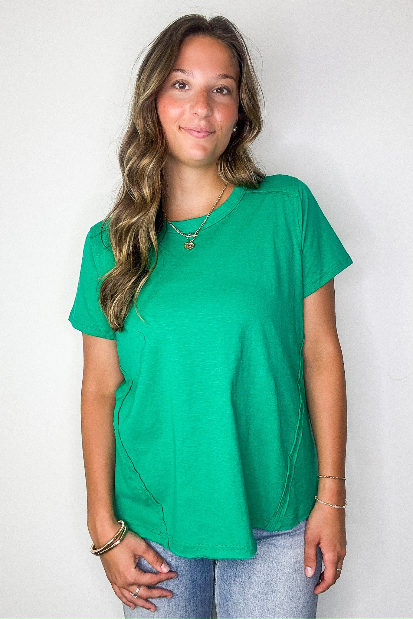 Kelly Green / S Airlight Cotton Relaxed Tee - Madison and Mallory