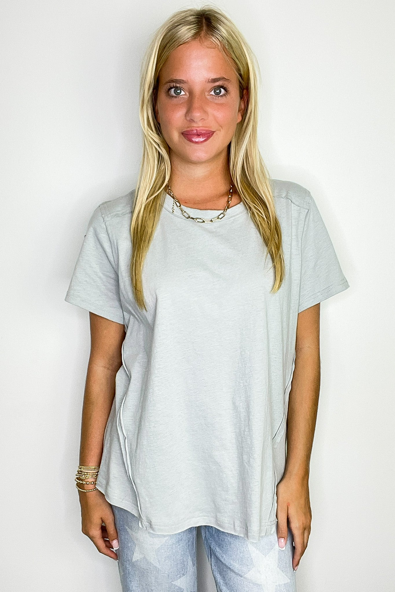 Light Gray / S Airlight Cotton Relaxed Tee - Madison and Mallory