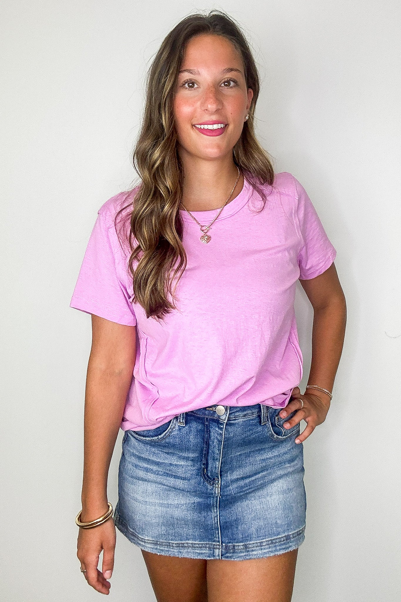 Mauve / S Airlight Cotton Relaxed Tee - Madison and Mallory