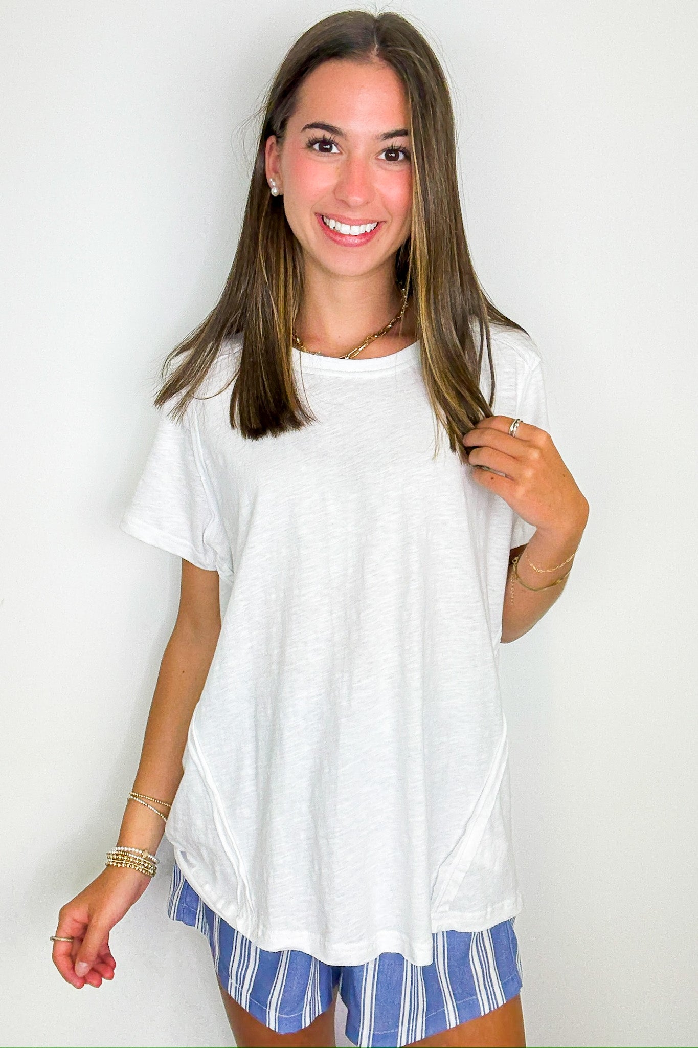 White / S Airlight Cotton Relaxed Tee - Madison and Mallory