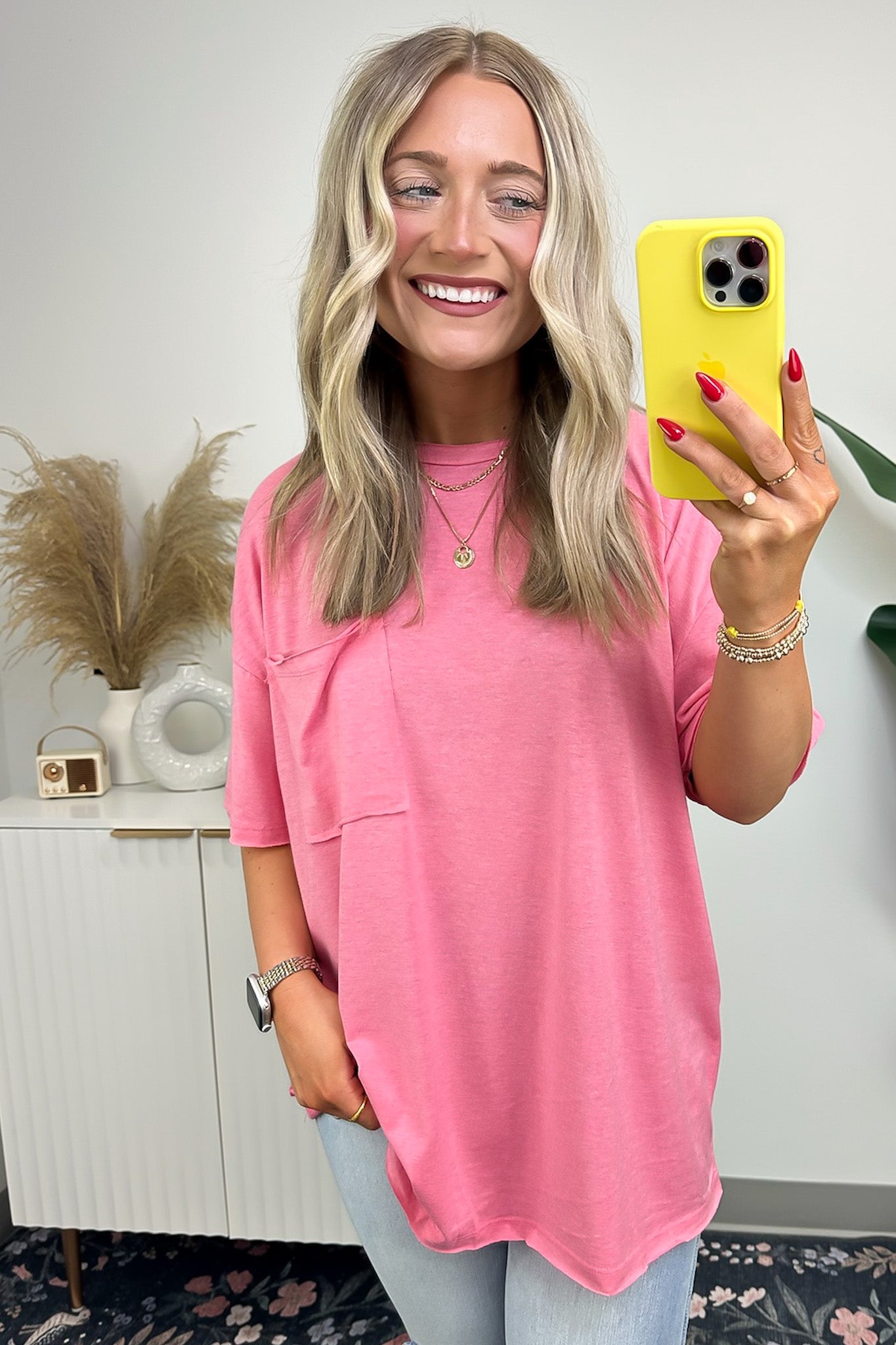 Fuchsia / SM Ajay Oversized Pocket Top - BACK IN STOCK - Madison and Mallory