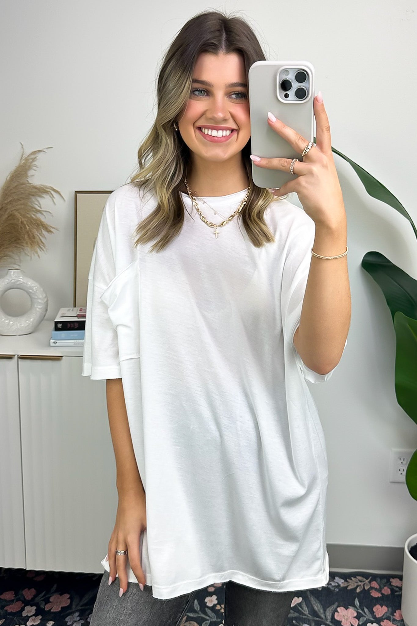 White / SM Ajay Oversized Pocket Top - BACK IN STOCK - Madison and Mallory
