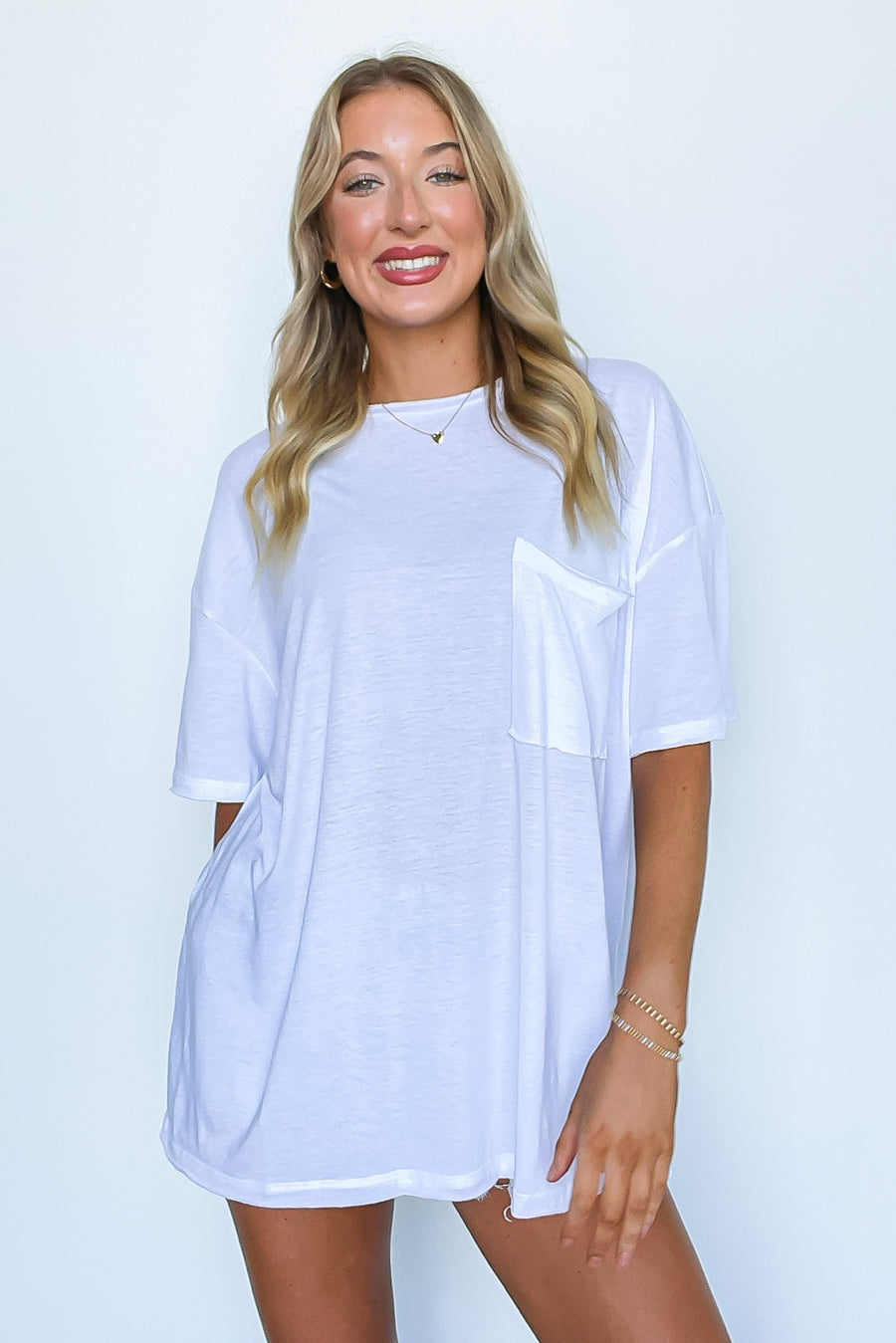 White / SM Ajay Oversized Pocket Top - BACK IN STOCK - Madison and Mallory