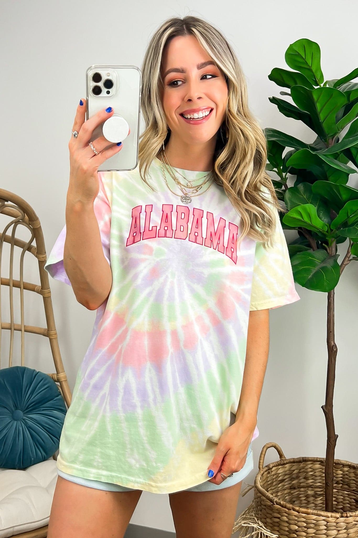 SM / Multi Alabama Tie Dye Oversized Graphic Tee - FINAL SALE - Madison and Mallory