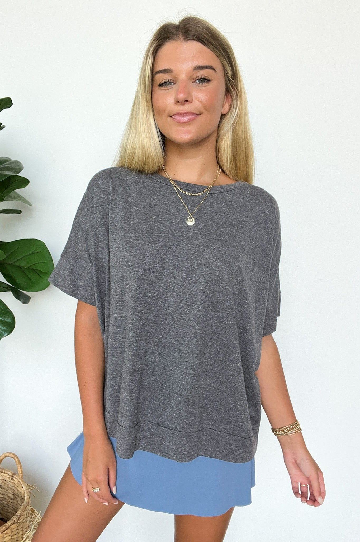  Alani Drop Shoulder Banded Hem Top - Madison and Mallory