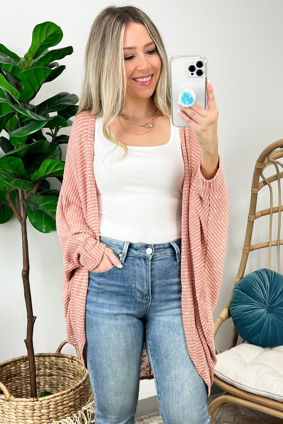 Peach / S Alessi Relaxed Dolman Sleeve Cardigan - Madison and Mallory