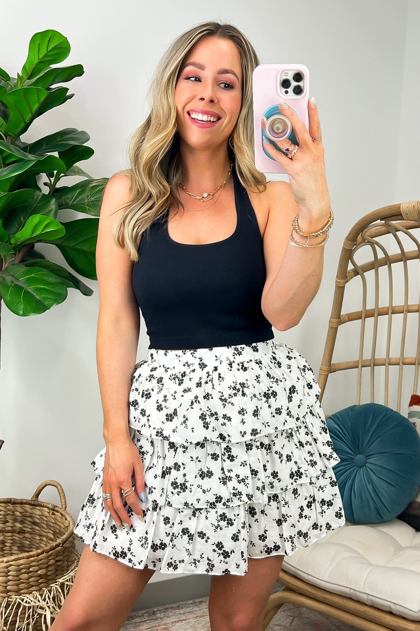  Aliyah Floral Tiered Skirt - FINAL SALE - Madison and Mallory