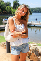 All-American Star Embroidered Bubble Peplum Top - Madison and Mallory