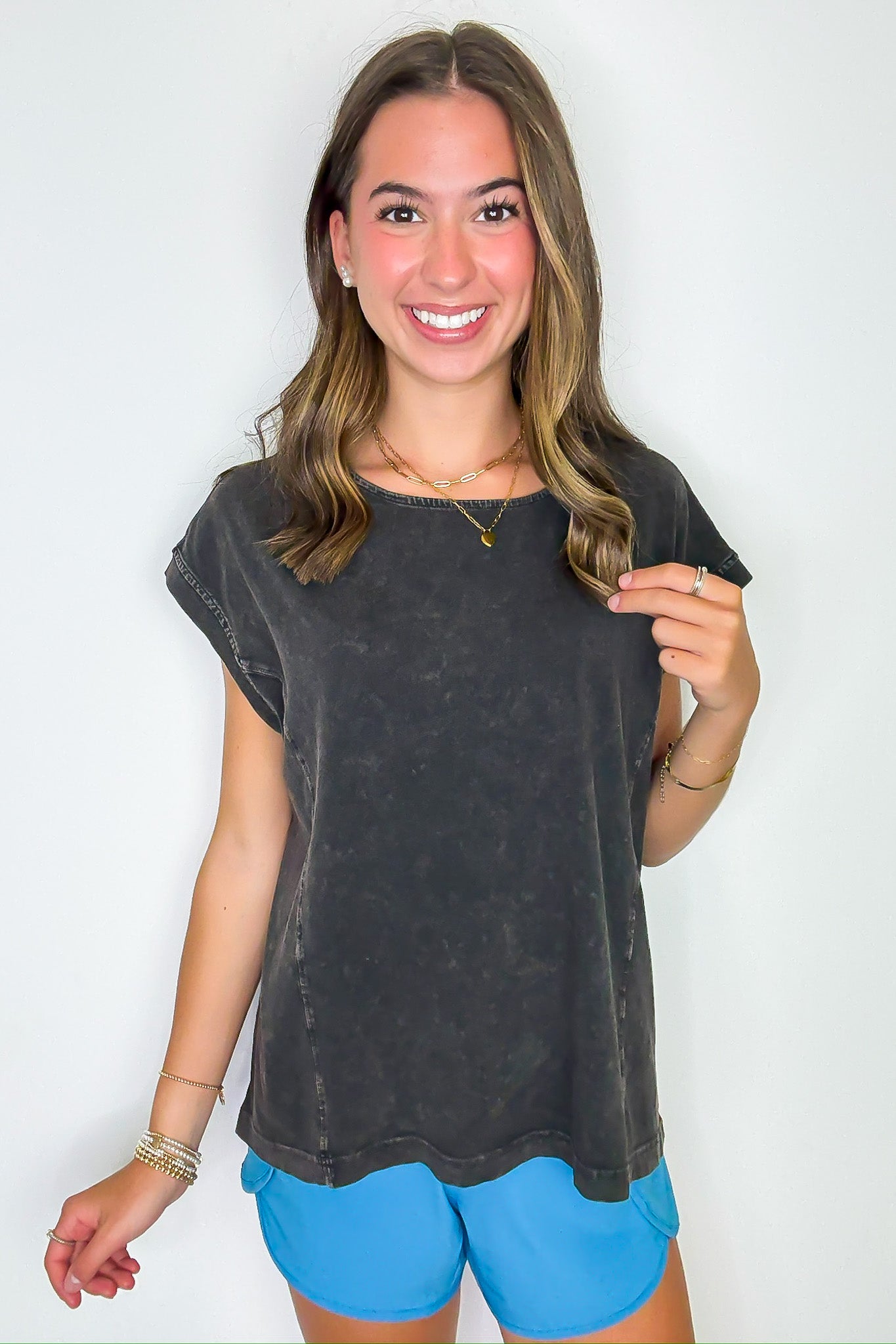 Black / S All Day Ease Relaxed Fit Top - Madison and Mallory