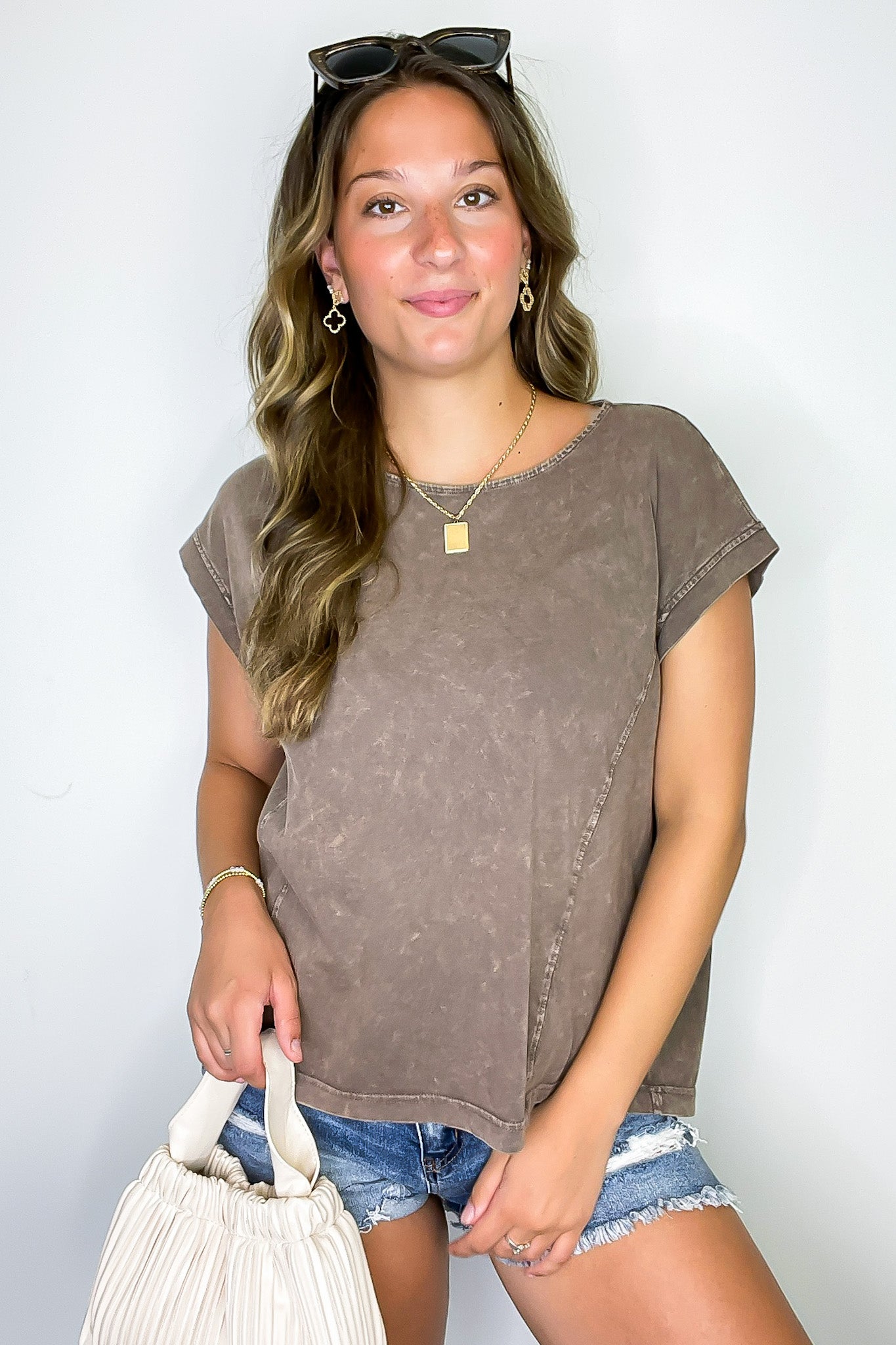 Mocha / S All Day Ease Relaxed Fit Top - Madison and Mallory