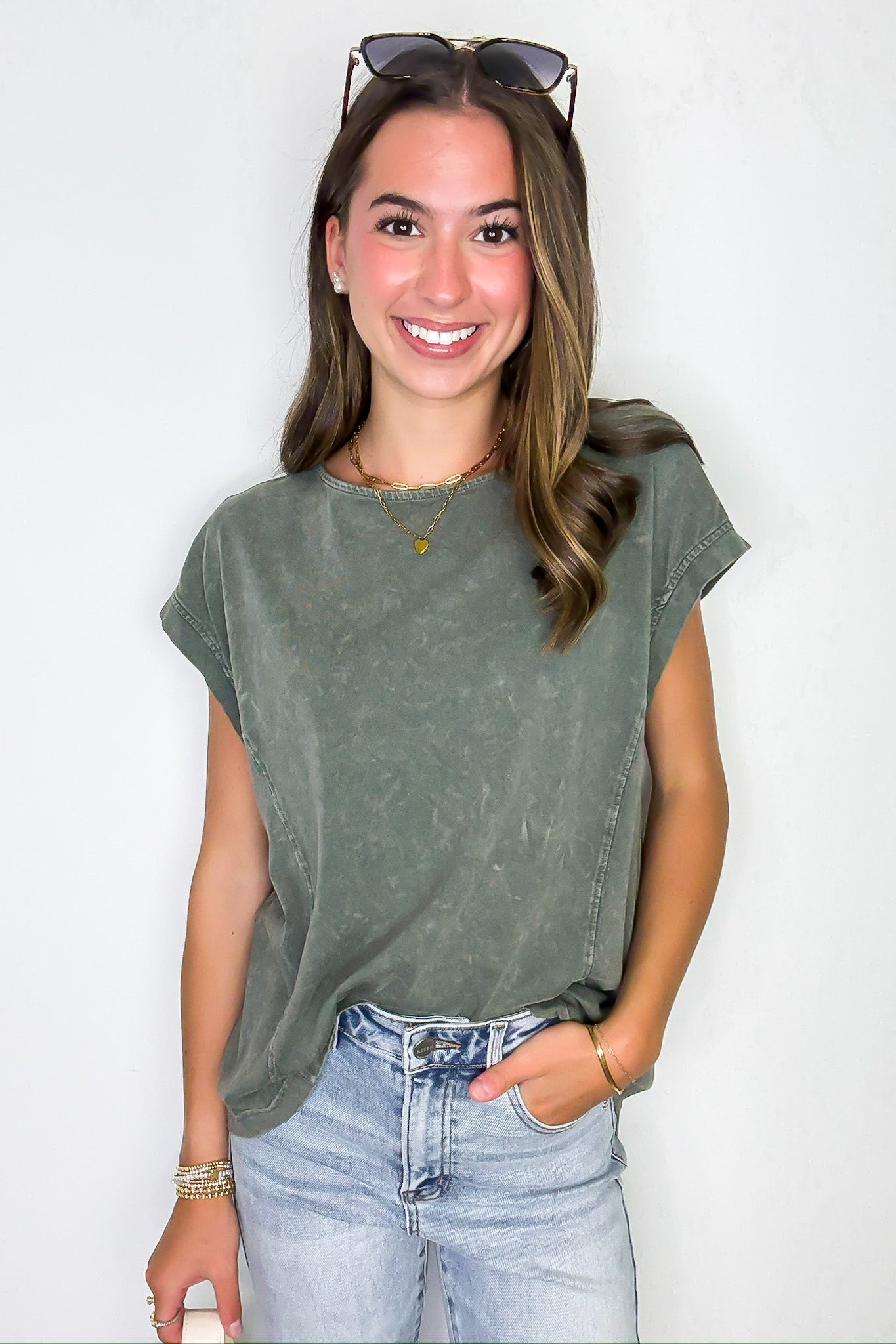 Olive / S All Day Ease Relaxed Fit Top - Madison and Mallory