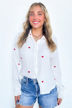 All You Need is Love Heart Embroidered Button Down - FINAL SALE - Madison and Mallory
