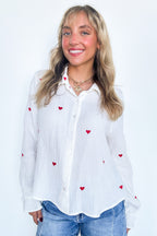 All You Need is Love Heart Embroidered Button Down - FINAL SALE - Madison and Mallory