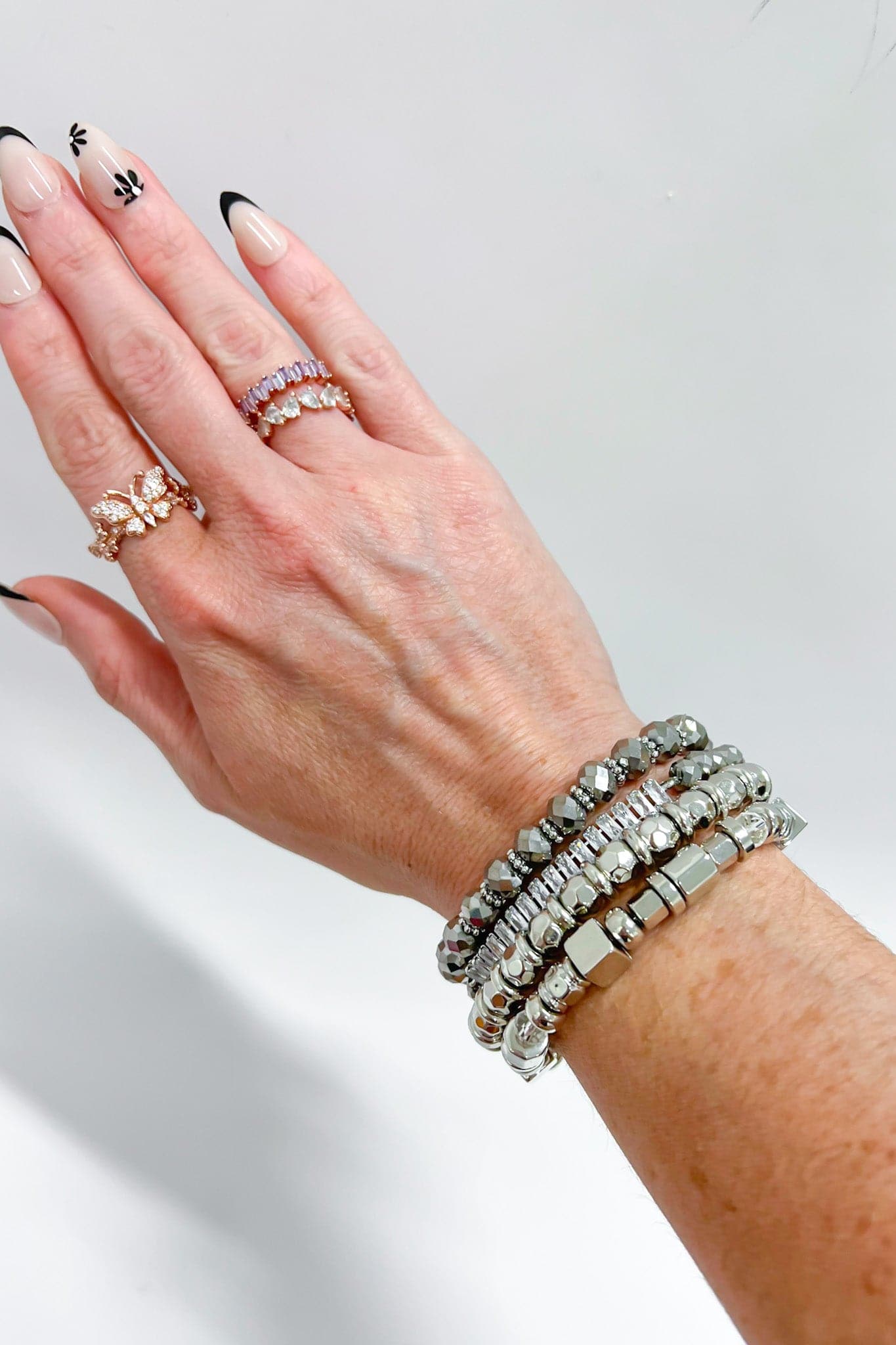 Silver Allysia Glass Beaded Bracelet Stack - Madison and Mallory
