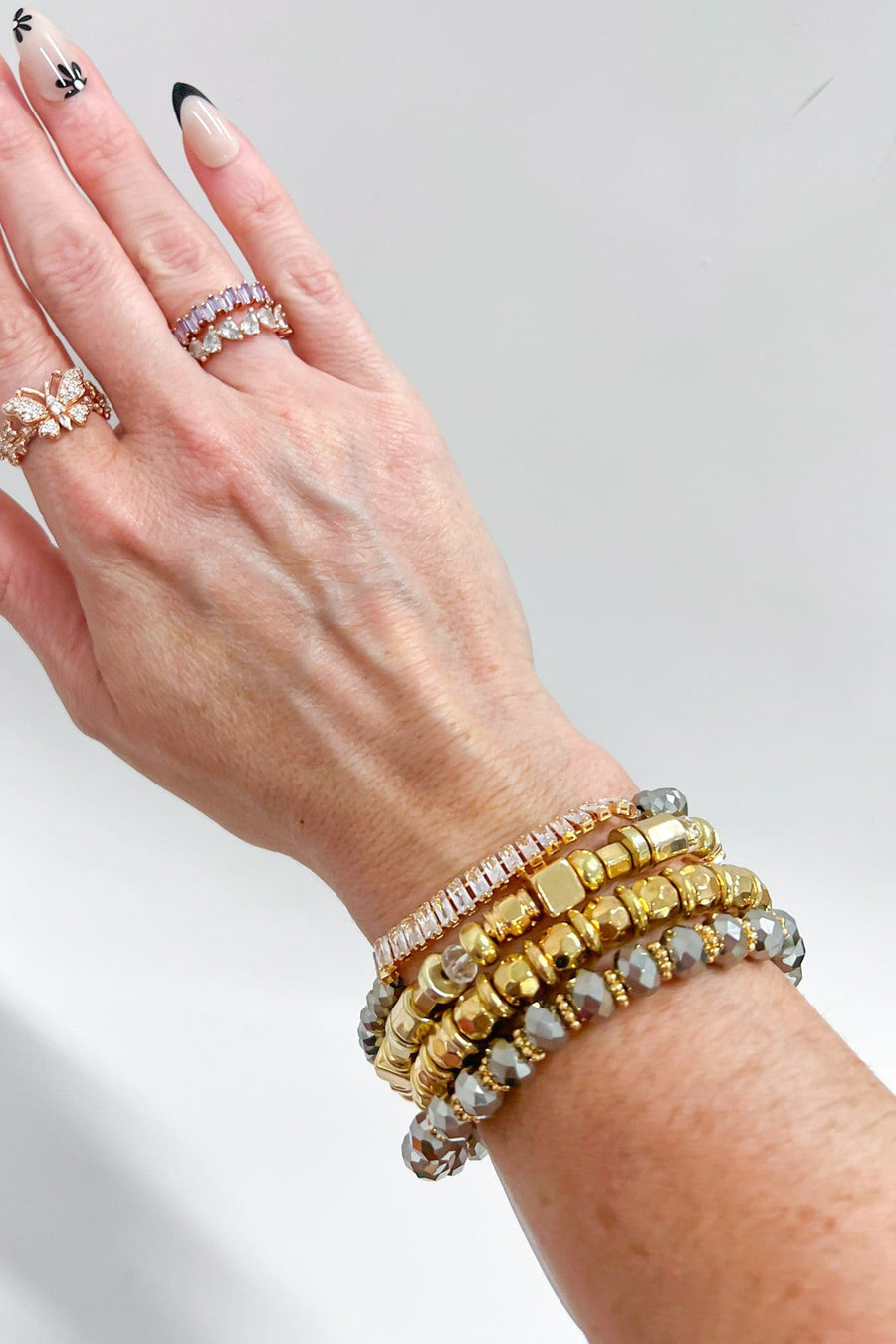 Gold Allysia Glass Beaded Bracelet Stack - Madison and Mallory