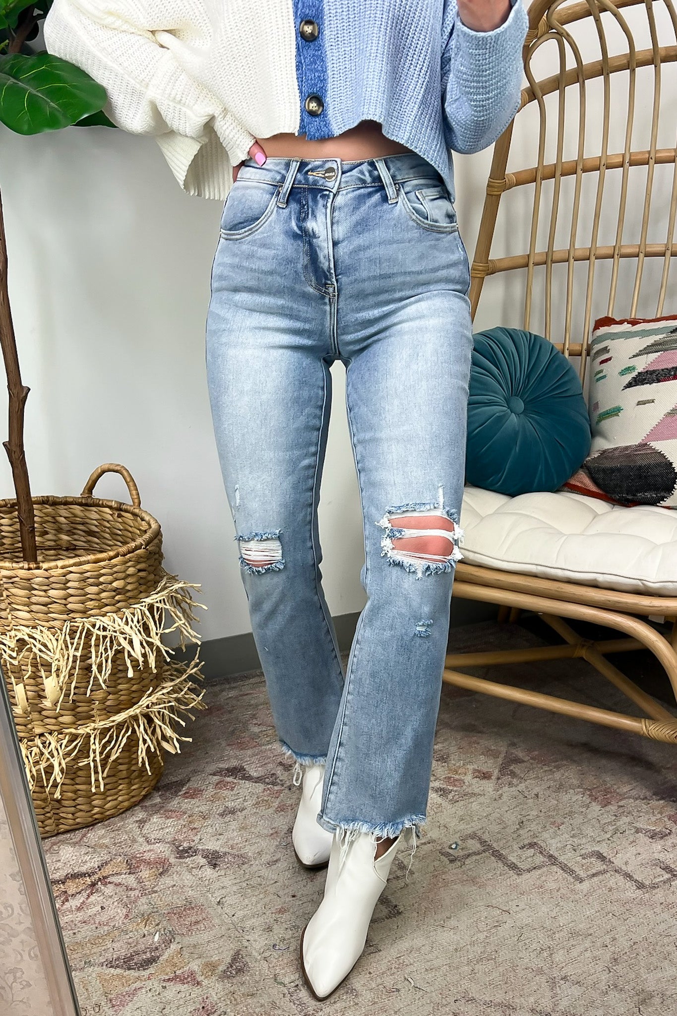 Light / 1 Allyssah High Rise Crop Flare Jeans - Madison and Mallory