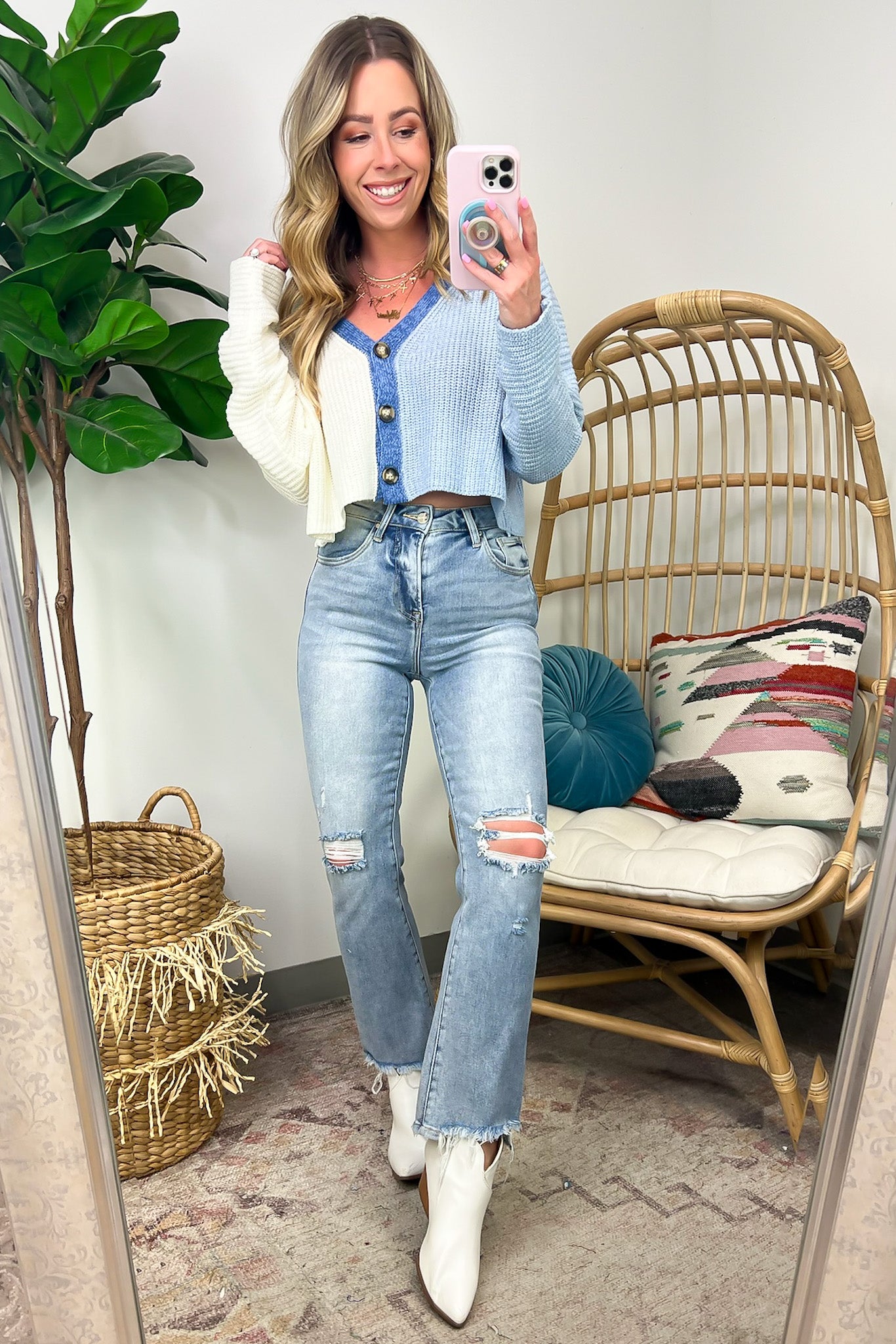  Allyssah High Rise Crop Flare Jeans - Madison and Mallory