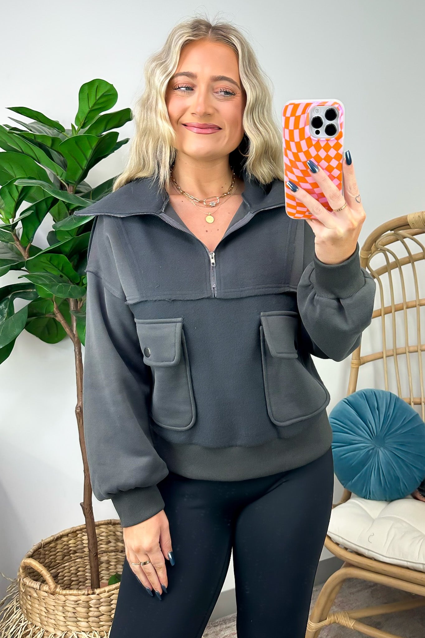  Always Cozy Half Zip Contrast Pullover - FINAL SALE - Madison and Mallory