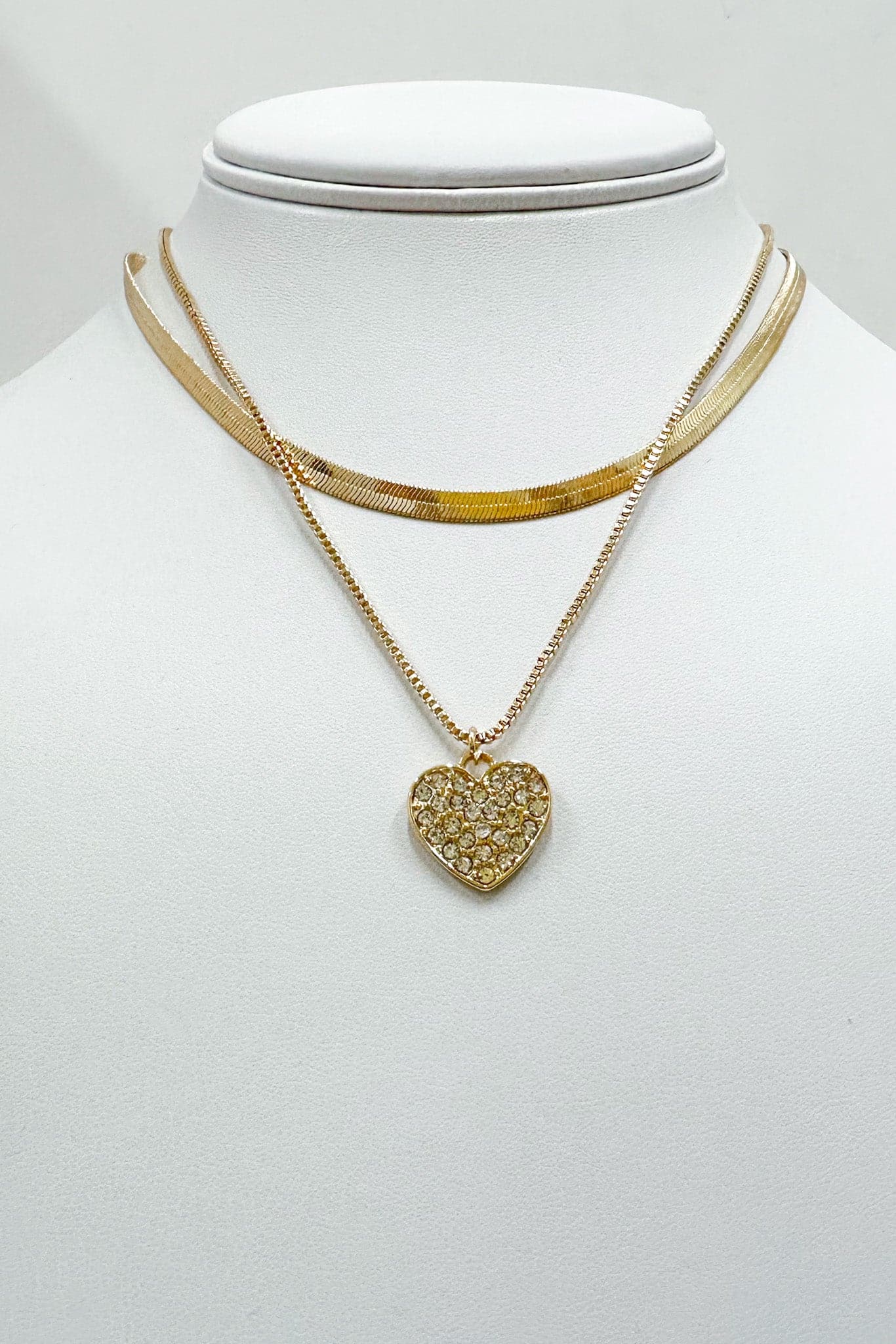 Gold Always Lover CZ Heart Charm Necklace - Madison and Mallory