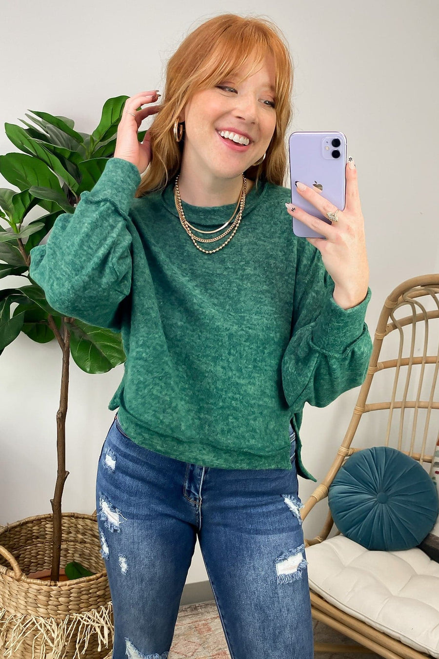 Dark Green / SM Alyciah Brushed Knit Oversized Sweater - FINAL SALE - Madison and Mallory