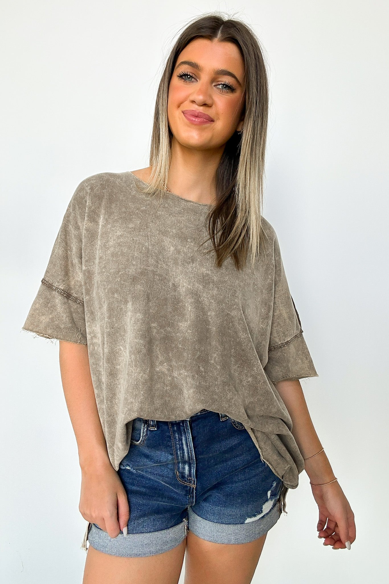  Amayah Mineral Wash Raw Edge Top - BACK IN STOCK - Madison and Mallory
