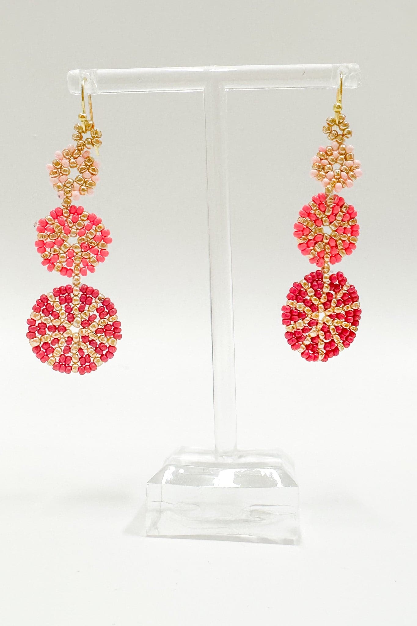 Pink/Gold Ambrah Beaded Drop Earrings - FINAL SALE - Madison and Mallory