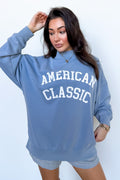 Light Blue / XS American Classic Reversible Graphic Pullover - Madison and Mallory