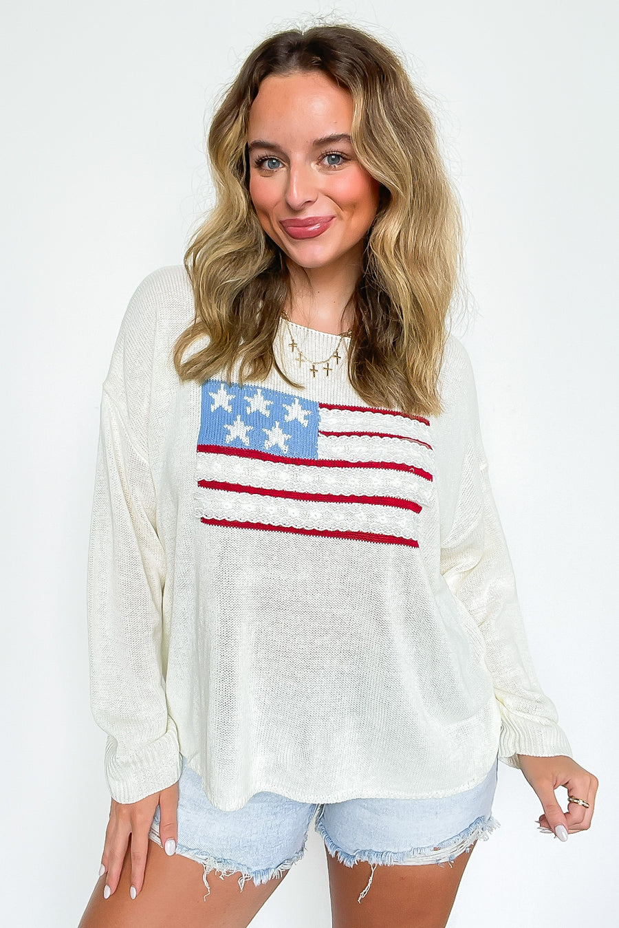 Americana Ease USA Flag Knit Sweater - Madison and Mallory