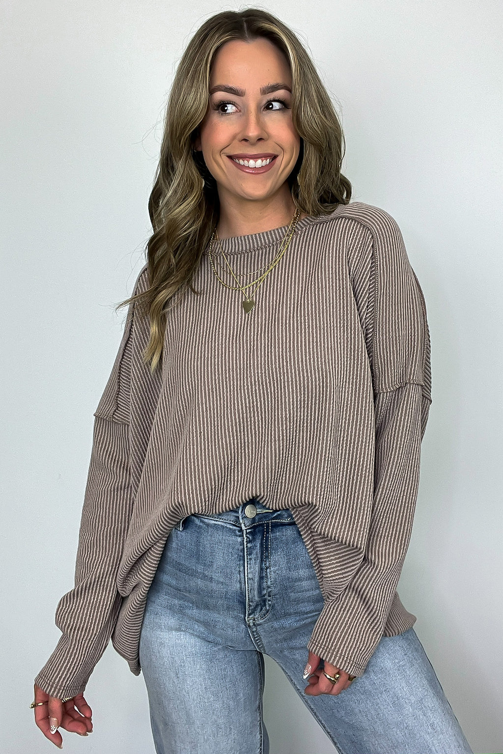 Coco / S Amirah Rib Knit Long Sleeve Stitch Top - Madison and Mallory