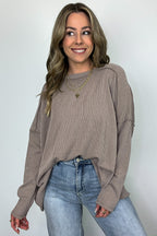Coco / S Amirah Rib Knit Long Sleeve Stitch Top - Madison and Mallory