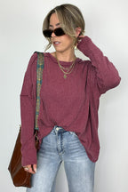 Amirah Rib Knit Long Sleeve Stitch Top - Madison and Mallory