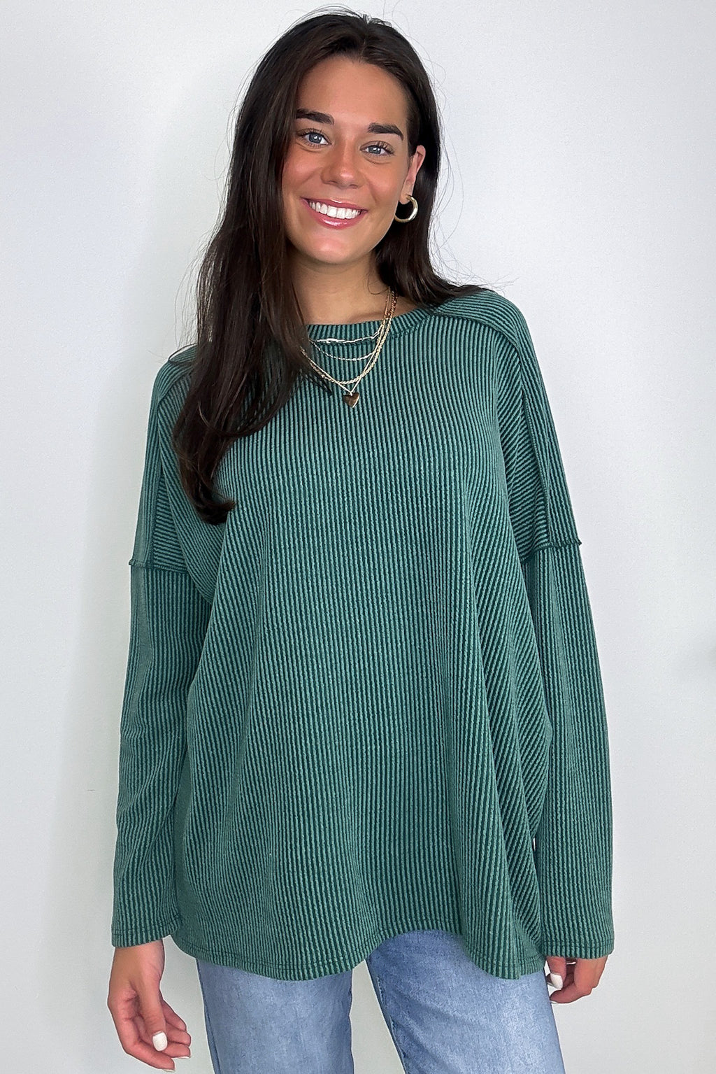 Amirah Rib Knit Long Sleeve Stitch Top - Madison and Mallory