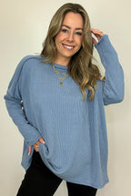 Amirah Rib Knit Long Sleeve Stitch Top - Madison and Mallory