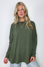 Amirah Rib Knit Long Sleeve Stitch Top - Madison and Mallory