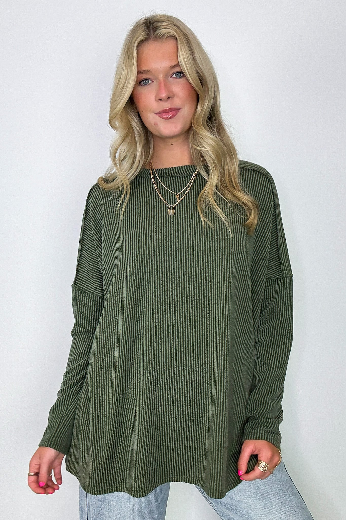 Amirah Rib Knit Long Sleeve Stitch Top - Madison and Mallory