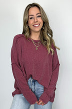 Amirah Rib Knit Long Sleeve Stitch Top - Madison and Mallory