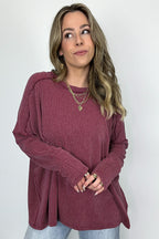 Amirah Rib Knit Long Sleeve Stitch Top - Madison and Mallory
