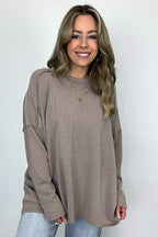 Amirah Rib Knit Long Sleeve Stitch Top - Madison and Mallory
