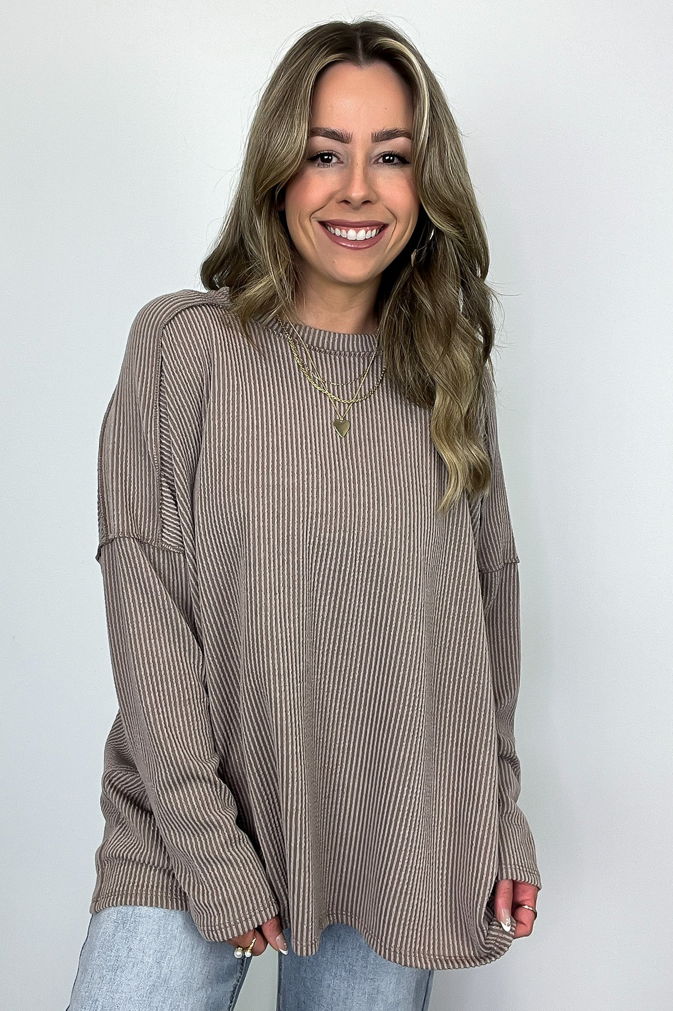 Amirah Rib Knit Long Sleeve Stitch Top - Madison and Mallory