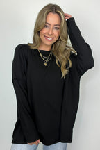 Amirah Rib Knit Long Sleeve Stitch Top - Madison and Mallory