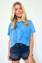 Ocean Blue / SM Amorettah Acid Wash Cropped Tee - Madison and Mallory