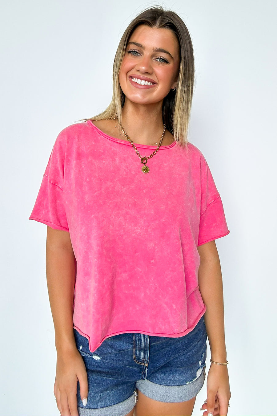  Amorettah Acid Wash Cropped Tee - BACK IN STOCK - Madison and Mallory