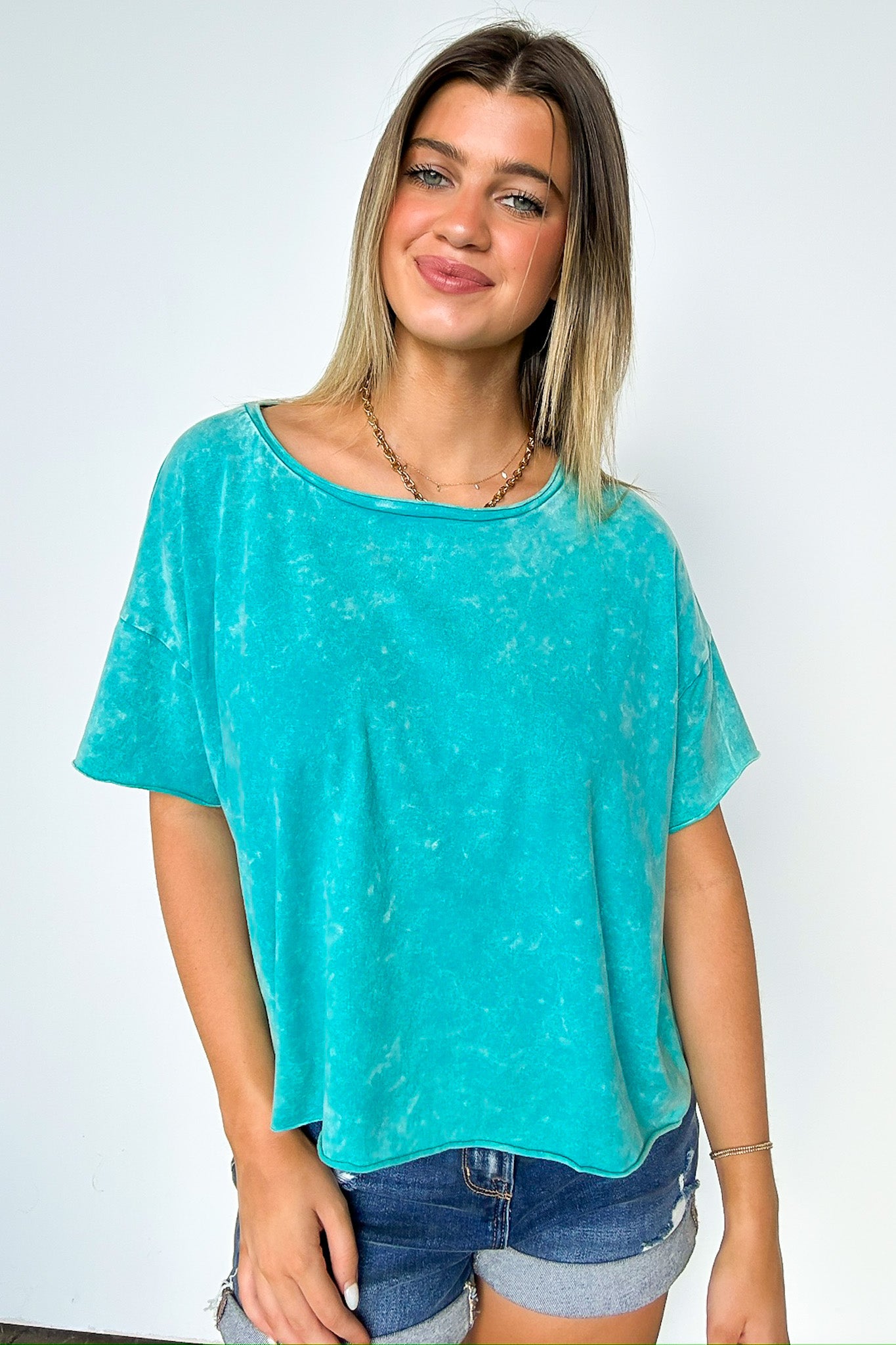  Amorettah Acid Wash Cropped Tee - BACK IN STOCK - Madison and Mallory