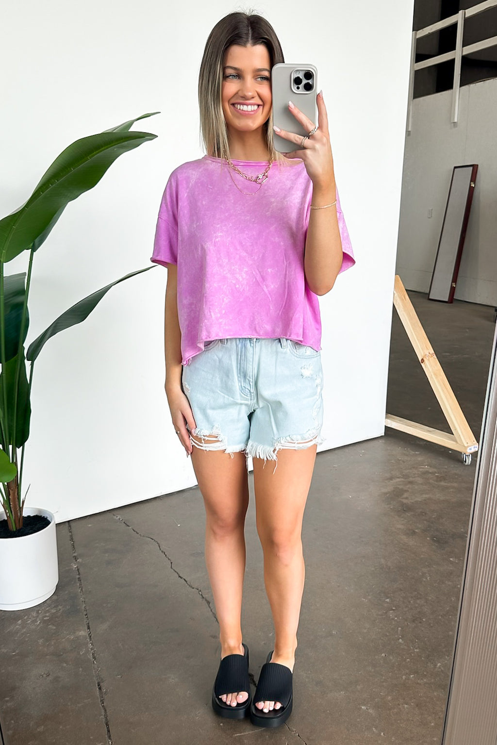  Amorettah Acid Wash Cropped Tee - BACK IN STOCK - Madison and Mallory