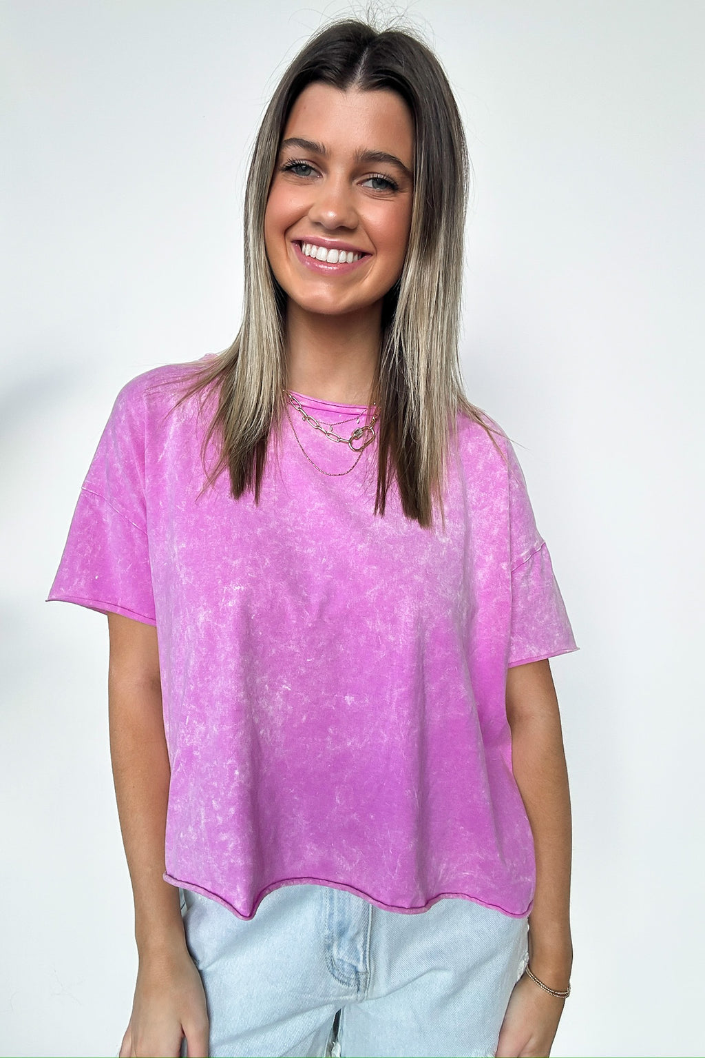  Amorettah Acid Wash Cropped Tee - BACK IN STOCK - Madison and Mallory
