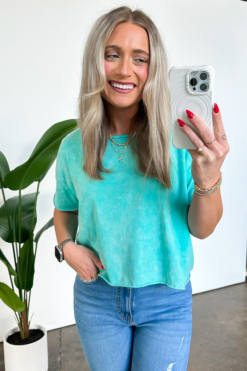  Amorettah Acid Wash Cropped Tee - BACK IN STOCK - Madison and Mallory